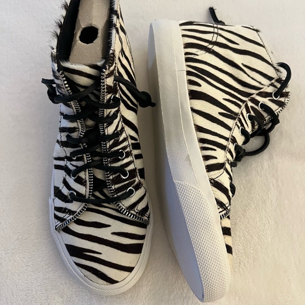 Sperry Rebecca Minkoff Calf Hair Zebra hightop Sneakers